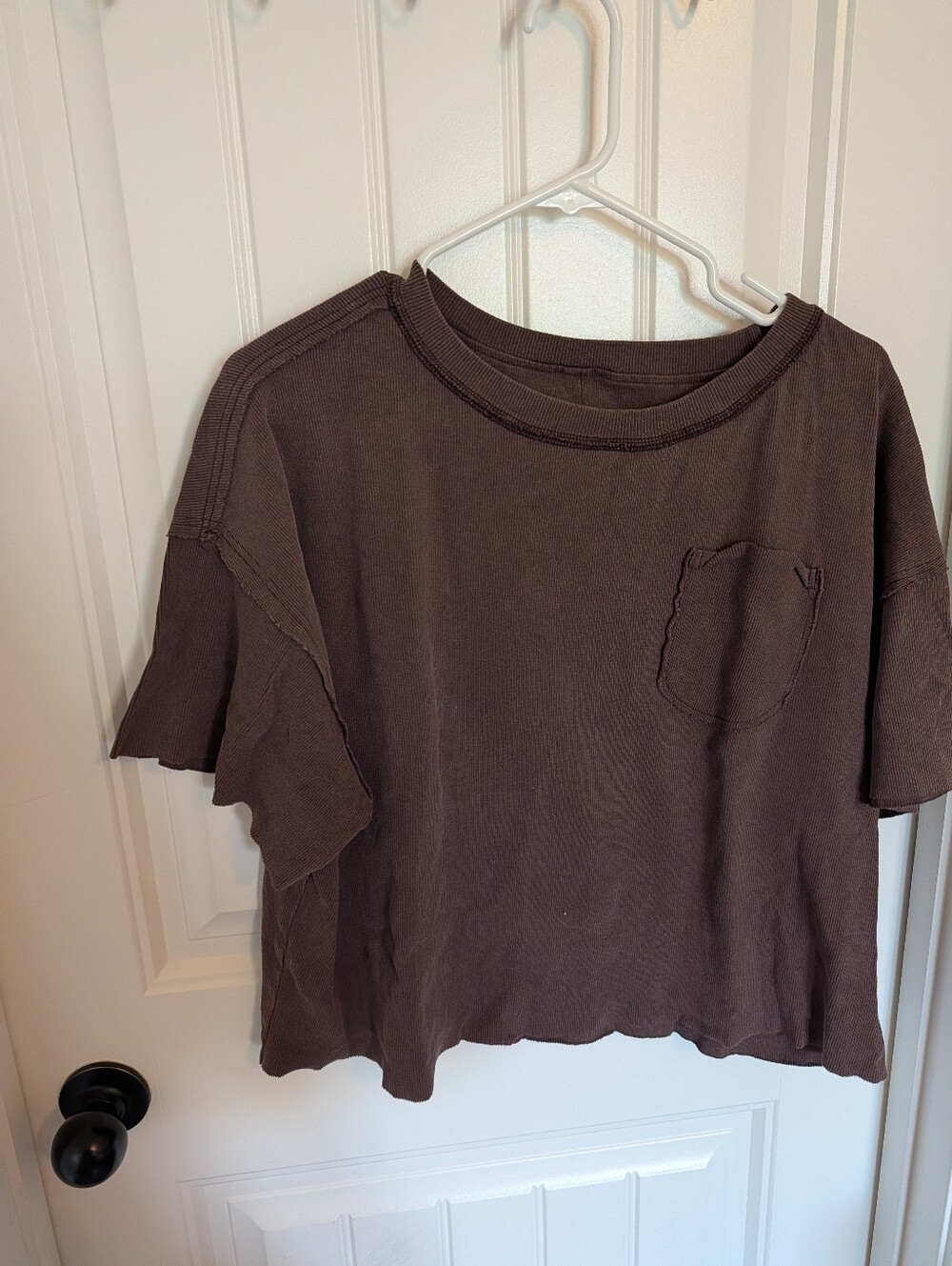SHEIN Chocolate Brown Boxy Short-Sleeve Pocket Tee